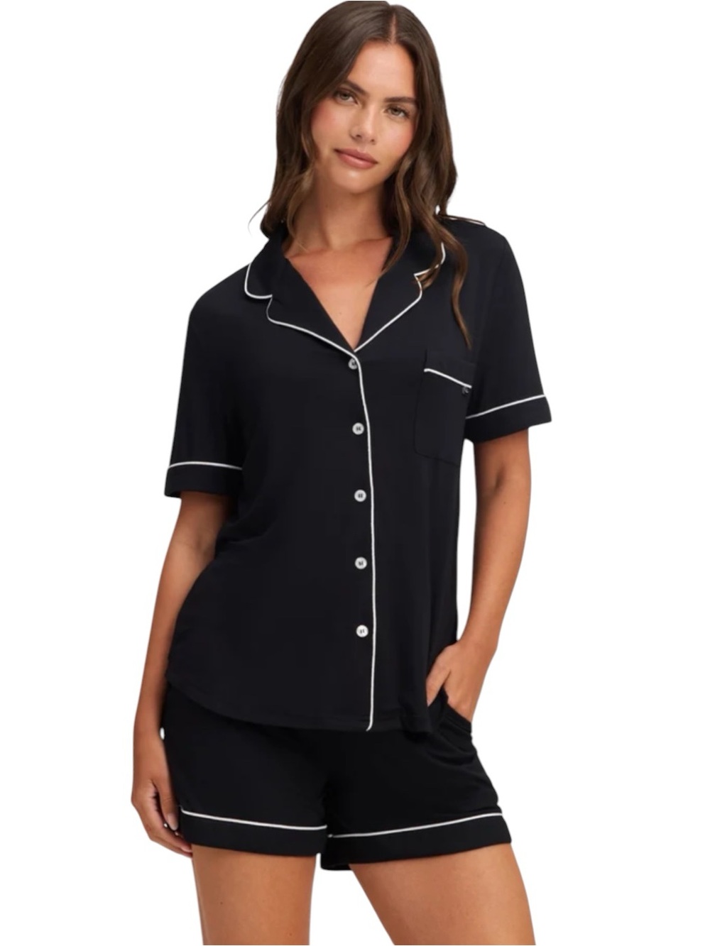 Cozy Earth Bamboo Stretch Knit Short Sleeve Pajama Set Black XXL NWT